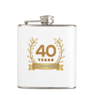 Forty years of awesomess - fun milestone birthday hip flask