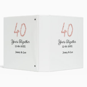 Forty years together black pink glitter bold lette binder