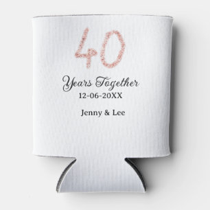 Forty years together black pink glitter bold lette can cooler