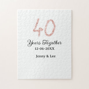 Forty years together black pink glitter bold lette jigsaw puzzle