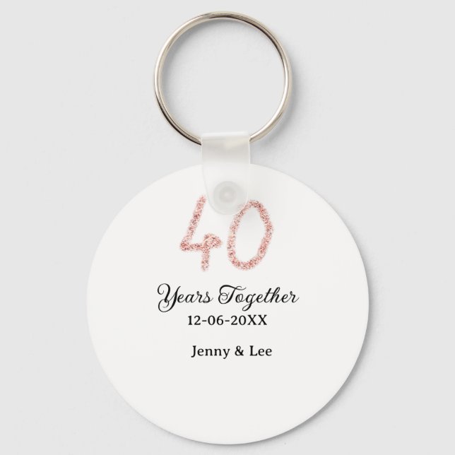 Forty years together black pink glitter bold lette keychain (Front)