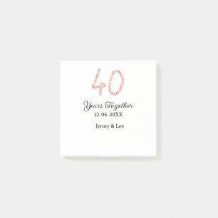 Forty years together black pink glitter bold lette post-it notes