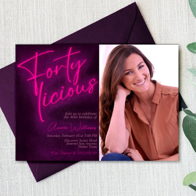 Fortylicious - 40e anniversaire Invitation avec ph (Fortylicious 40th Birthday Invitation)