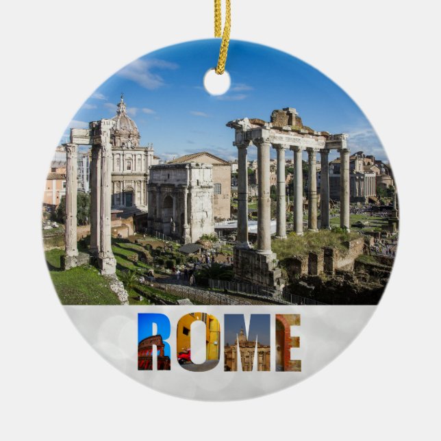 Forum Ruins Rome Italy Travel Photo Christmas Ceramic Ornament (Front)