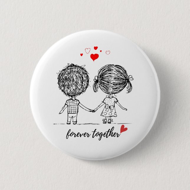 Forver Together Design for Couples  2 Inch Round Button (Front)