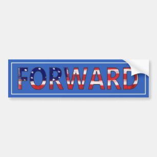 Forward On Blue With Flag Bumper Sticker