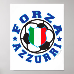 Forza Azzurri Kids Italian Soccer T Shirt  Poster