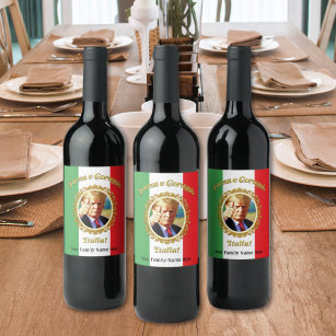 Forza e Coraggio Italia Gold Frame Trump Wine Labe Wine Label