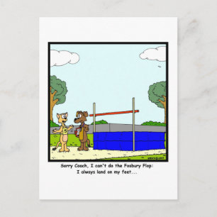 Fosbury Flop: Cat cartoon Postcard