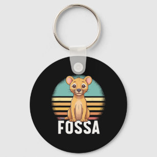 Fossa Animal Graphic Colourful Retro Sunset Madaga Keychain