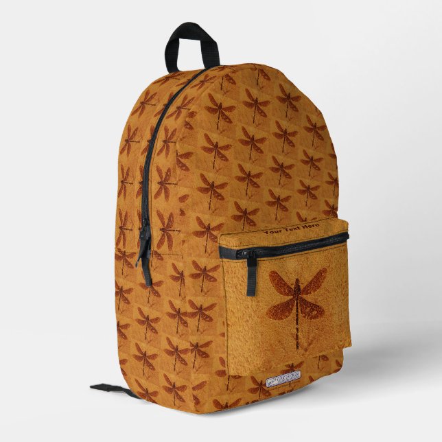 Fossil Dragonfly Printed Backpack (Back Corner Left)