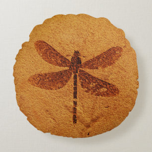 Fossil Dragonfly Round Pillow