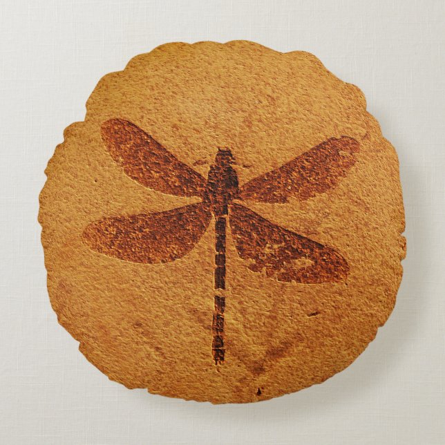 Fossil Dragonfly Round Pillow (Front)
