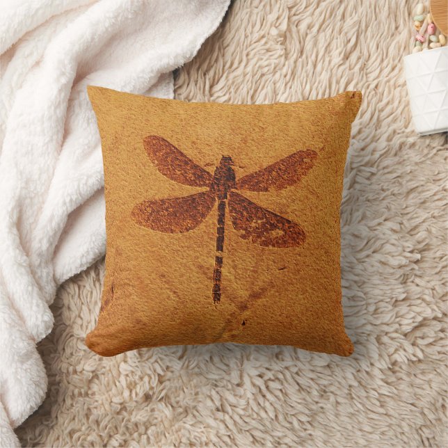 Fossil Dragonfly Throw Pillow (Blanket)