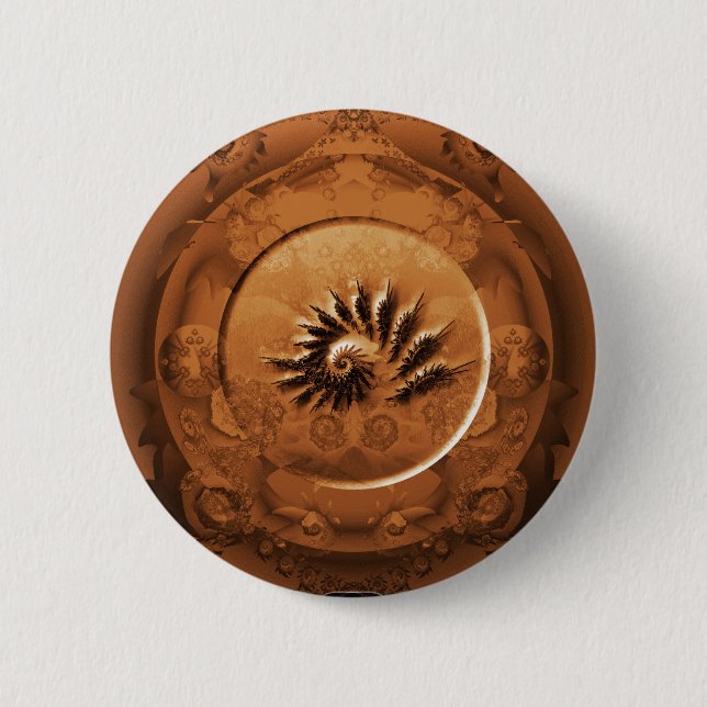 Fossil fractal mirror 2 inch round button (Front)