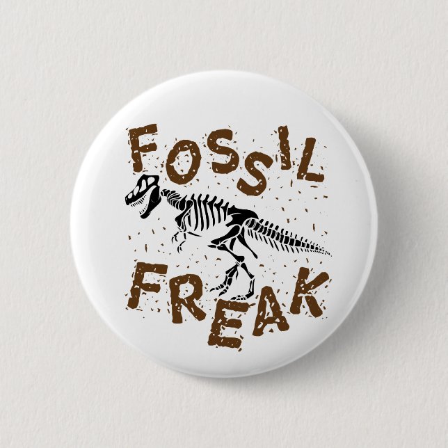 Fossil Freak Paleontology Dinosaur Bones 2 Inch Round Button (Front)