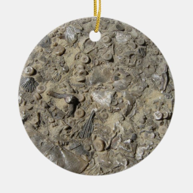 Fossil Hash Rock Print Ceramic Ornament (Front)