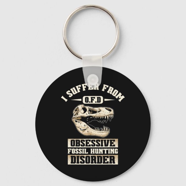 Fossil Hunting Dinosaur Bones Paleontologist Fossi Keychain (Front)