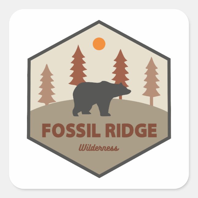 Fossil Ridge Wilderness Colorado Bear Square Sticker (Front)