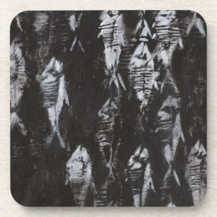 Fossil White Fish on Black Background Coaster
