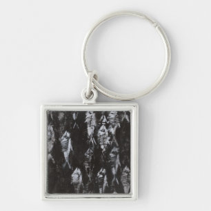 Fossil White Fish on Black Background Keychain