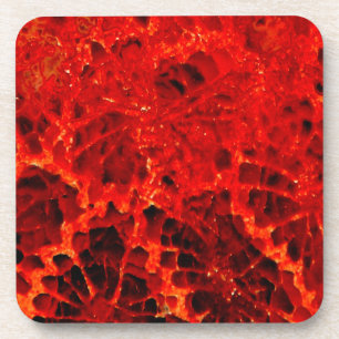 Fossilized coral red dyed stone coaster