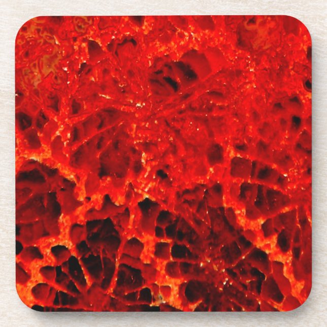 Fossilized coral red dyed stone coaster (Front)