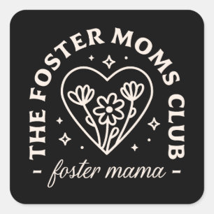 Foster care adoptive mom mama club matching square sticker