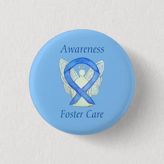 Foster Care Angel Blue Awareness Ribbon Pin (Front)
