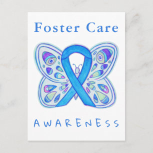 Foster Care Blue Awareness Ribbon Butterfly Cards