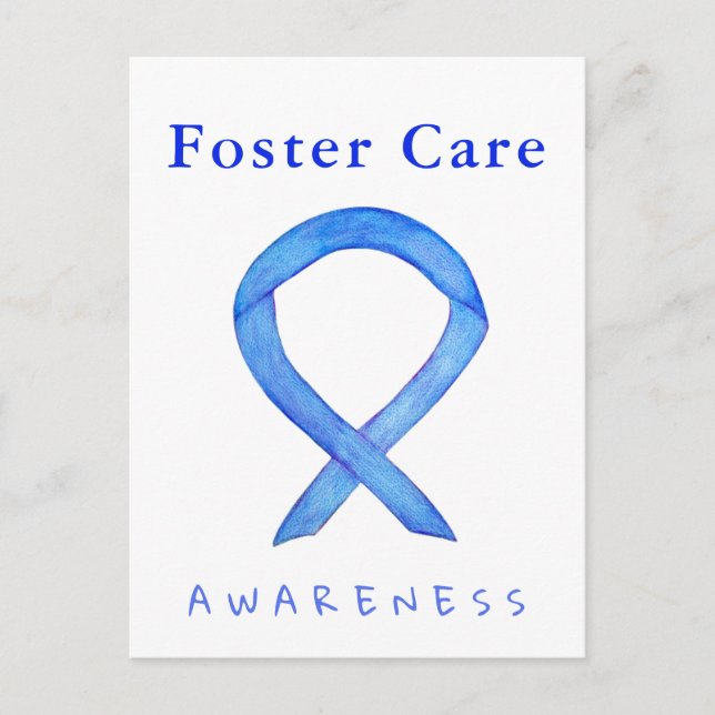 Foster Care Blue Awareness Ribbon Custom Postcards (Front)