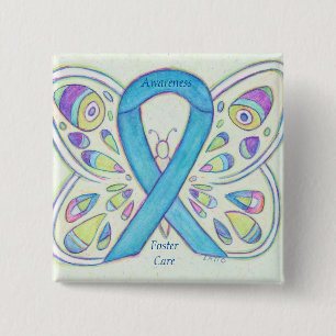 Foster Care Blue Butterfly Awareness Ribbon Pin