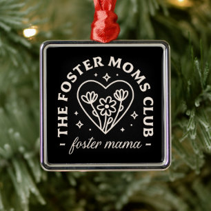 Foster care moms club dog cat adoption black metal ornament