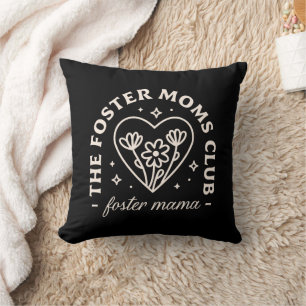 Foster care moms club support group black throw pillow