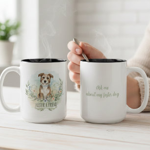 Foster Dog Love Gift Floral Rescue Awareness Two-Tone Coffee Mug