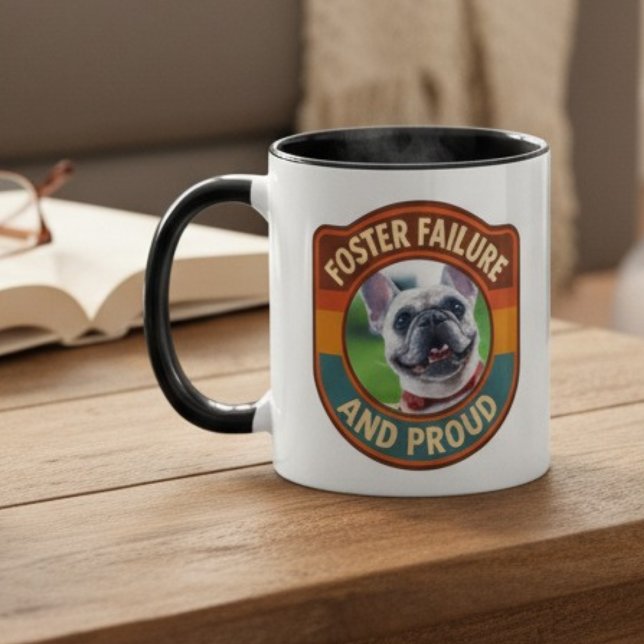 Foster Failure Proud Rescue Dog Adoption Gift Mug (Animal foster supporter pet photo mug)