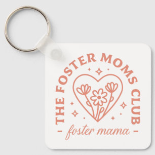 Foster mom club adoption mama floral aesthetic keychain