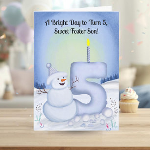 Foster Son 5th Birthday Snowman Snowy  Card