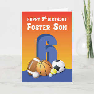 Foster Son 6th Birthday Sports Balls Card