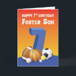 Foster Son 7th Birthday Sports Balls Card<br><div class="desc">You know that your foster son loves to play with balls and this card would be the perfect card to give him for his 7th birthday. This will surely make his birthday more fun.</div>