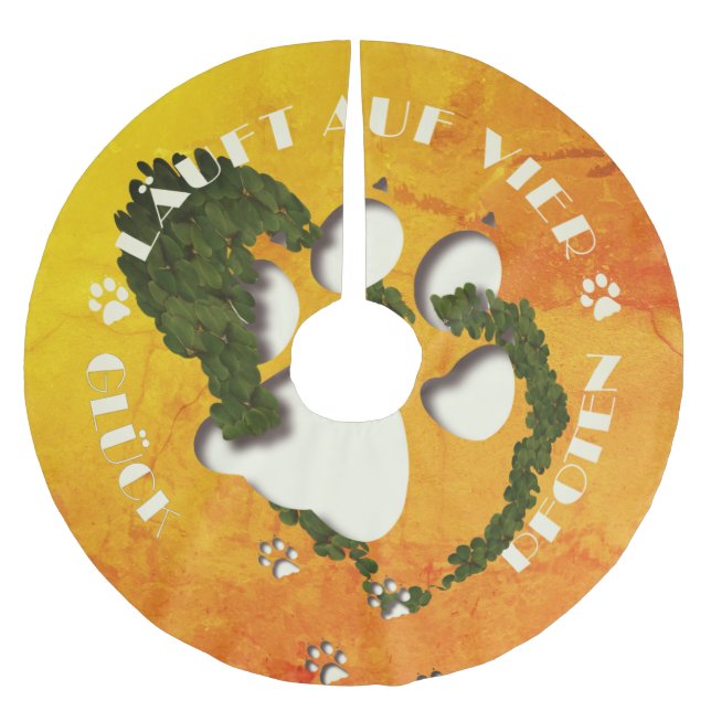 Fote of Happiness - Happiness runs on four paws Brushed Polyester Tree Skirt (Front)