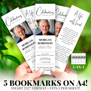 Foto 2x7" DIY Elegant  Funeral Bookmark Template