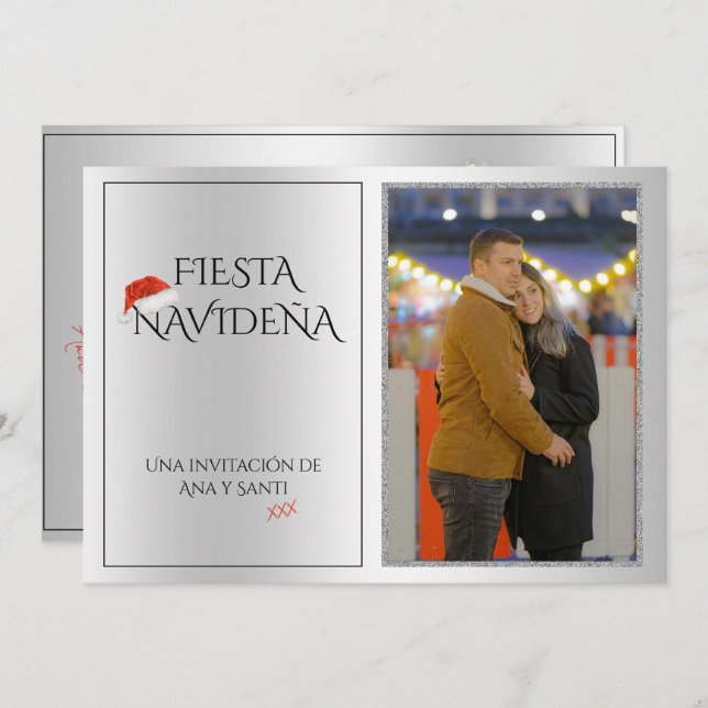 Foto Fiesta Navideña Christmas Party Invitation (Front/Back)