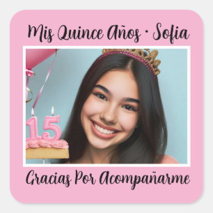 Foto Nombre Mis Quince Gracias Square Sticker