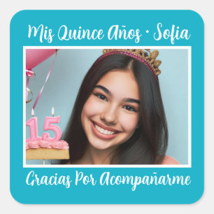 Foto Nombre Mis Quince Gracias Square Sticker