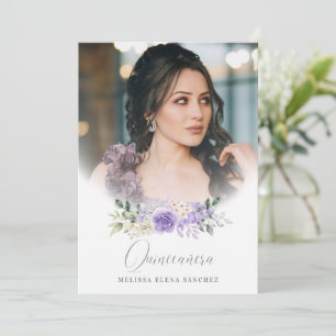 Foto Quinceañera Español Guirnalda Floral Morada