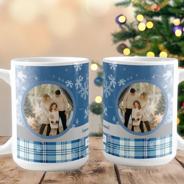 Foto Spanish Feliz Navidad Elegante Azul  Coffee Mug (Creator Uploaded)