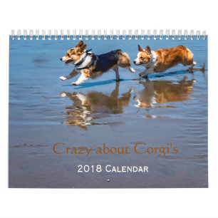 Fou au sujet du calendrier mural du corgi 2018