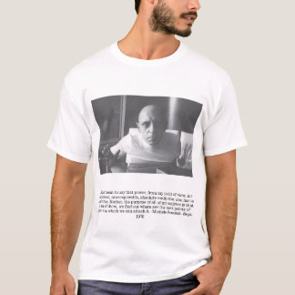 Foucault tee with text on back.