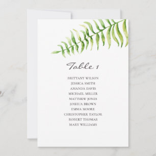 fougère aquarelle. Carte des sièges mariages verdo